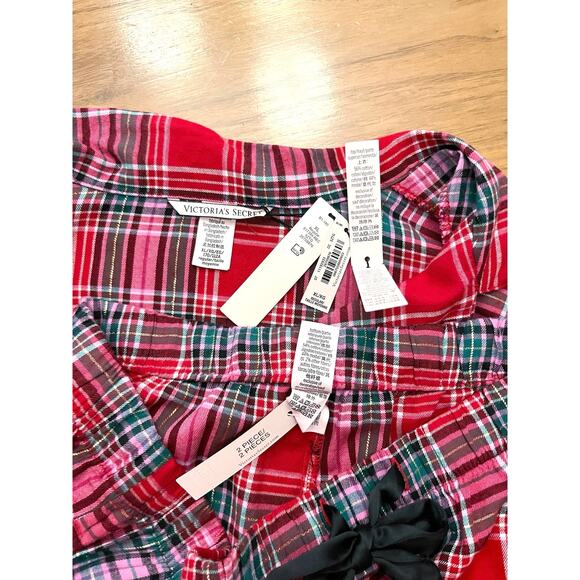 Victoria Secret Pajama Set XL Plaid Cotton Blend New NWT Long Sleeve Top Pants - Picture 5 of 16